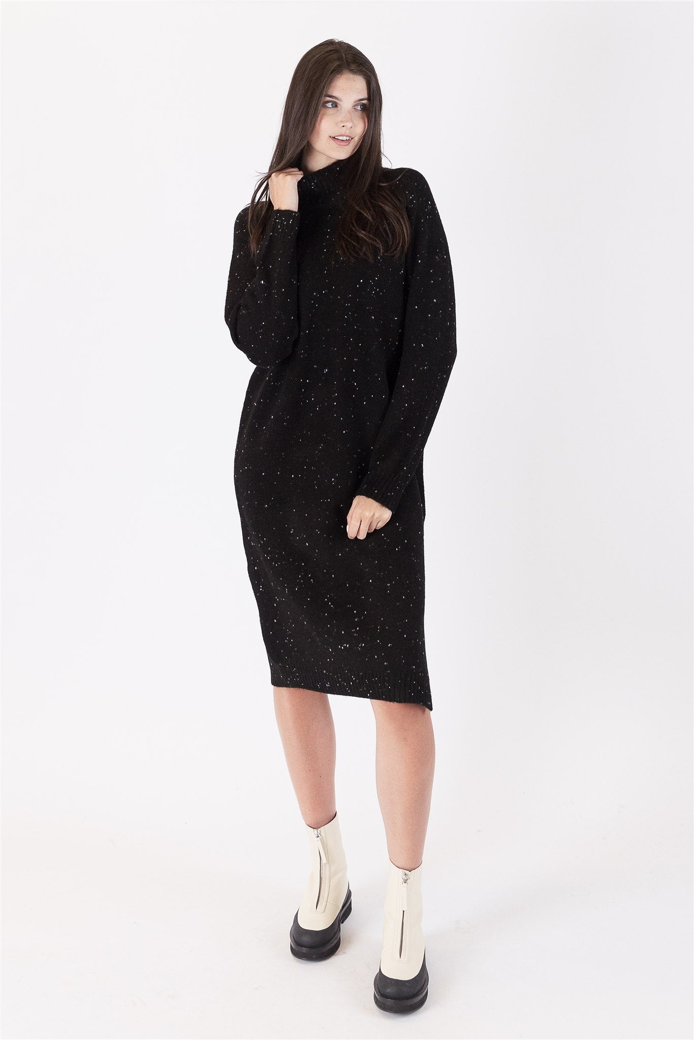 Hannah Midi Dress |  Black Fleck