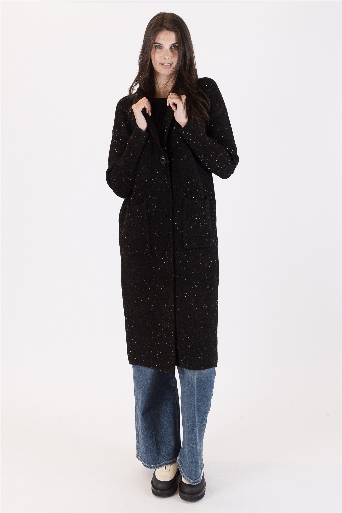 Jimmi Sweater Coat |  Black Fleck