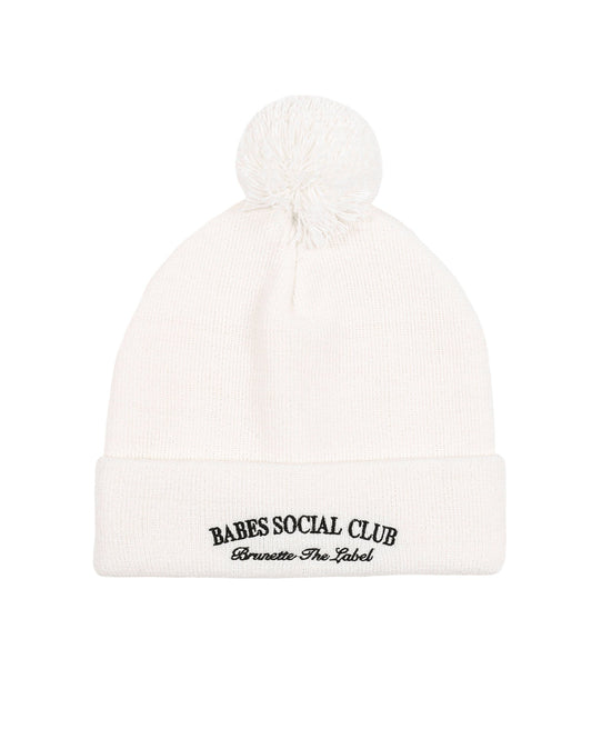 white pom pom hat